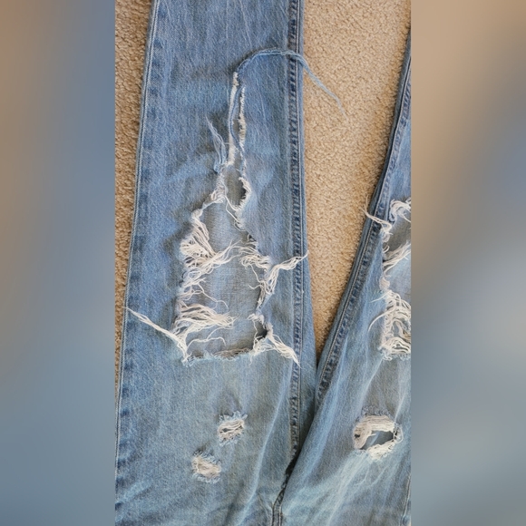 Aeropostale women's size 000 distressed mom jeans light blue Preowned waist 26" - Picture 7 of 10